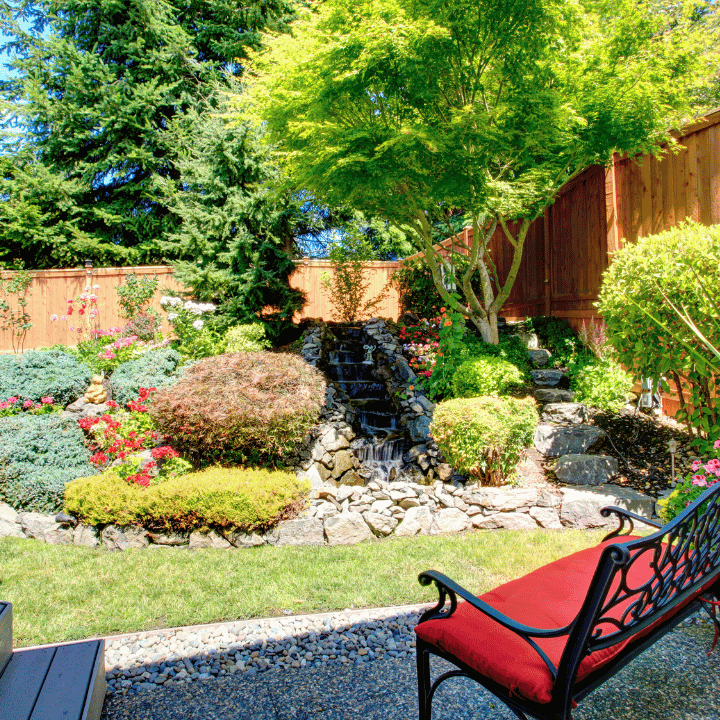 beautiful backyard in Meridian, ID after tree care services